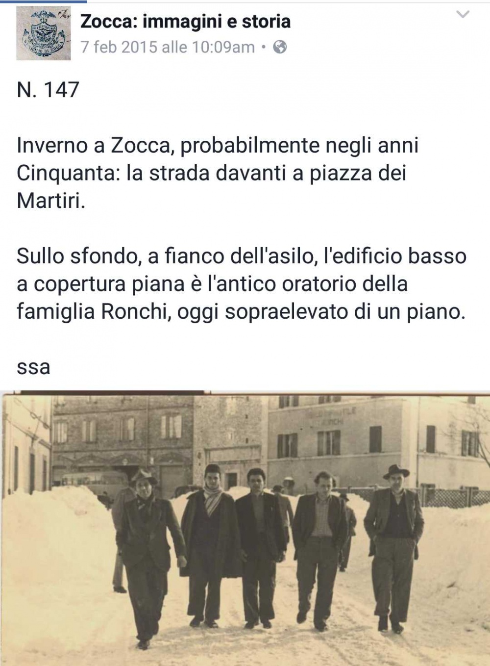 Storia dell'Asilo Alfonso Ronchi di Zocca